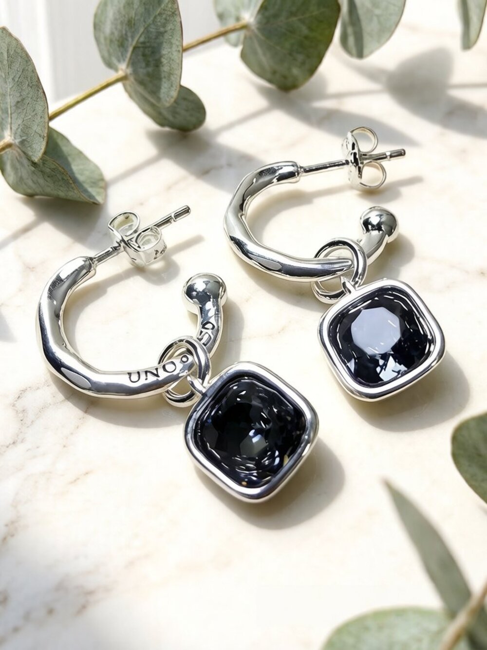 UNode50 Fangtang Grey and White Crystal Earrings